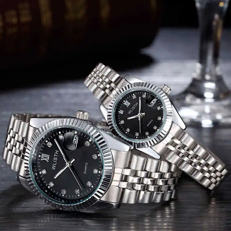 

Wlisth Luxury Gold Watch Lady Men Lover Rvs Quartz Waterproof Men's Watches Analogue Car Date Clcok