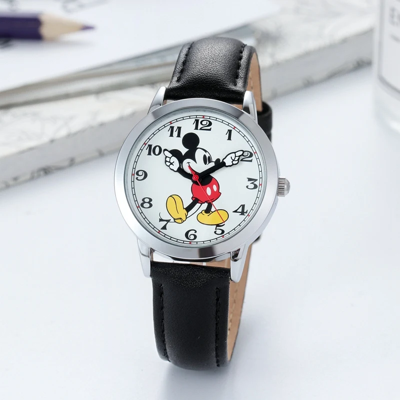 Mickey Quartz Watches Kids Cute Girl Love Wristwatch Teen Student Clock Children Boys Gift Women Fashion Time Disney Relogios