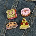 Эмалированные значки в виде черепа, еды, лица зомби, Пончик, пицца, тост, Мультяшные креативные модные ювелирные украшения в стиле панк, на лацкан, на сумку, пуговица, подарок