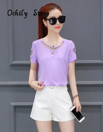 

2020 Women purpel Short Sleeve Shirt Top Garment blue