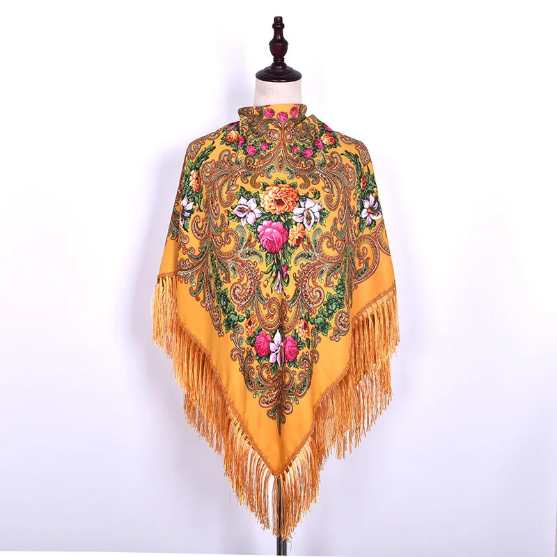 Роскошная печать большие квадратные одеяла Русская женская свадебная шаль Ретро