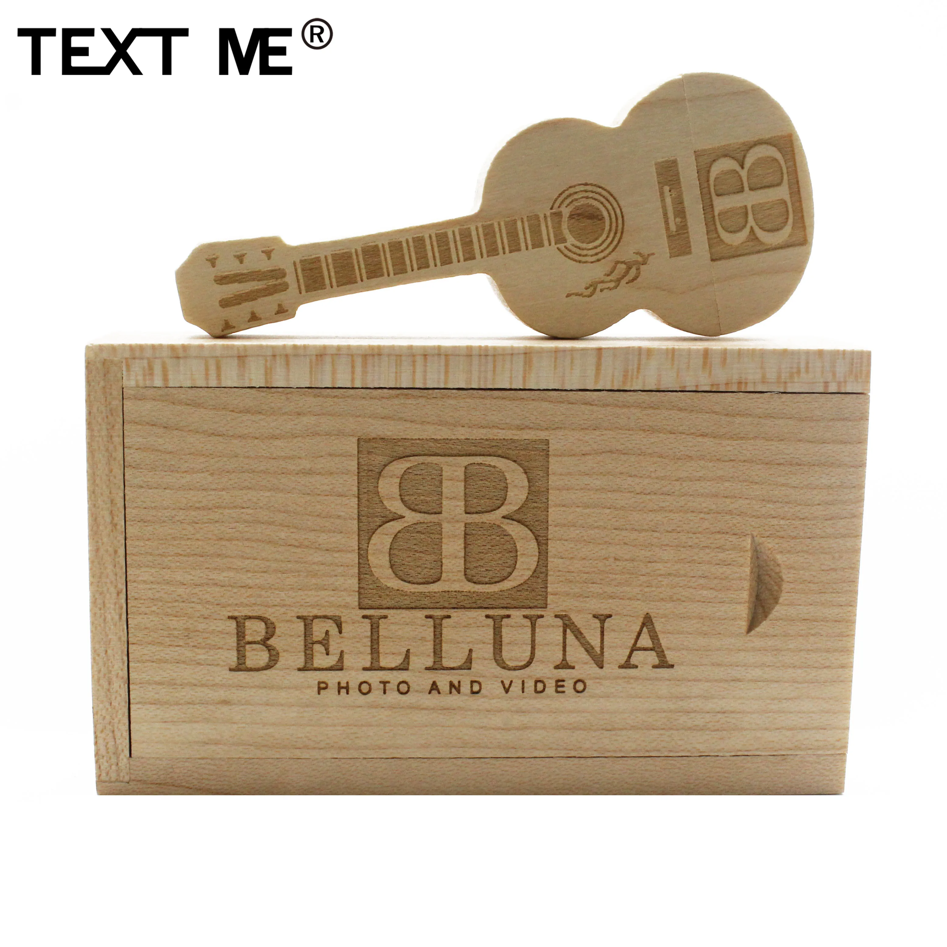 Флеш-накопитель usb с логотипом TEXT ME maple bamboo walnut guitar+ box, 4 ГБ, 8 ГБ, 16 ГБ, 32 ГБ, 64 ГБ, usb 2,0, подарок для фотосъемки