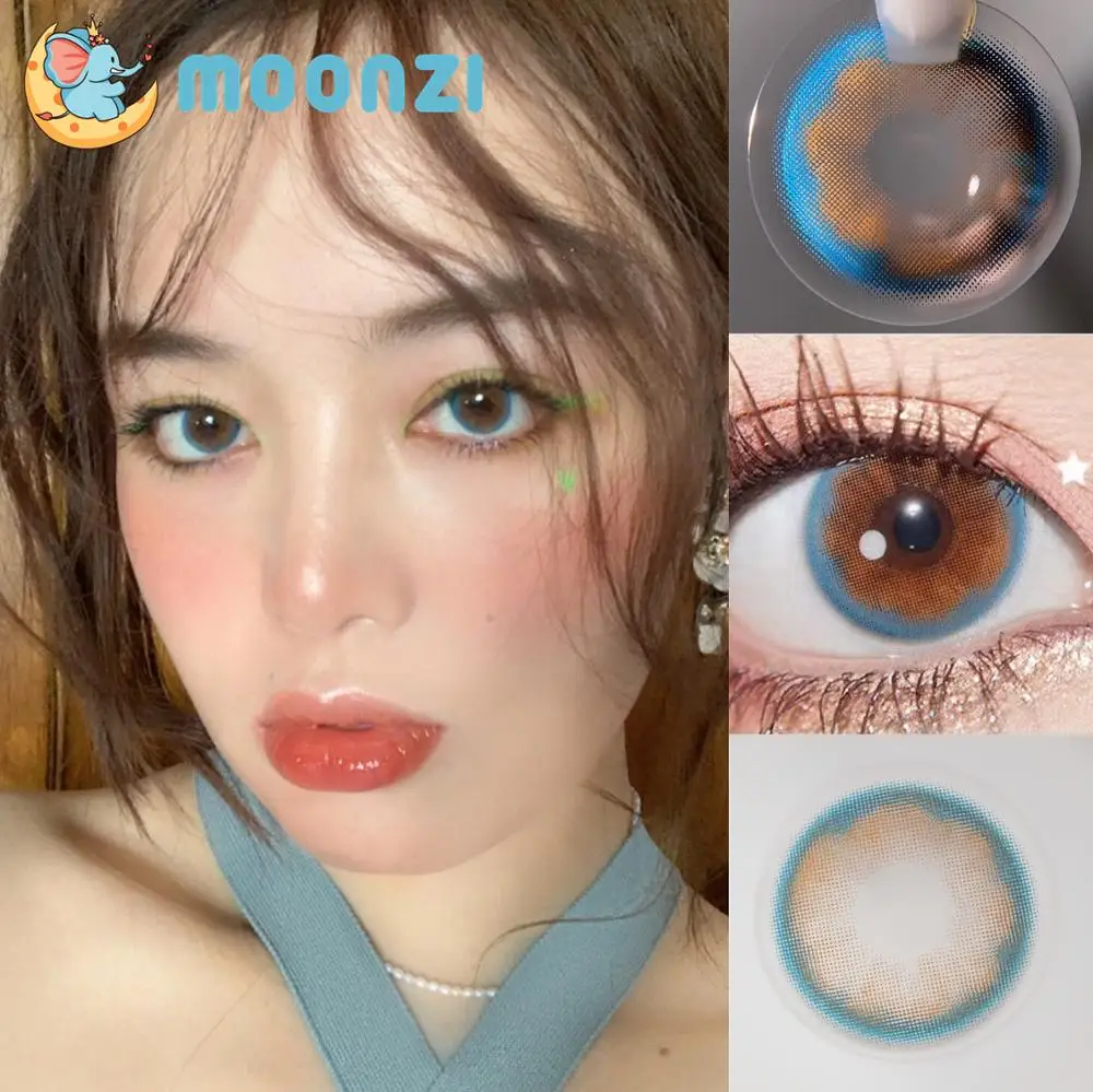 

MOONZI flower blue exclusive unique contact lens small beauty Pupil Colored Contact Lenses for eyes yearly Myopia prescription