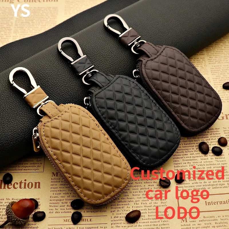 

Leather Keychain Car Key Wallets Men Women Key Holder Housekeeper Keys Organizer Zipper Key Case General Models Car Interior
