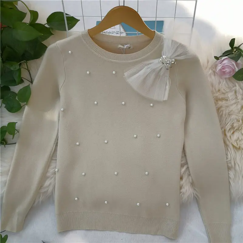 LUOSHA женский осенне-зимний вязаный свитер и пуловеры Женская груша украшенная