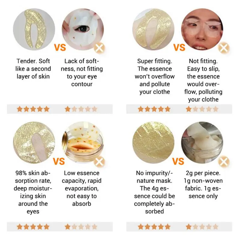 2 шт. 24 каратная Золотая маска для глаз Коллагеновые патчи мешочки темных кругов