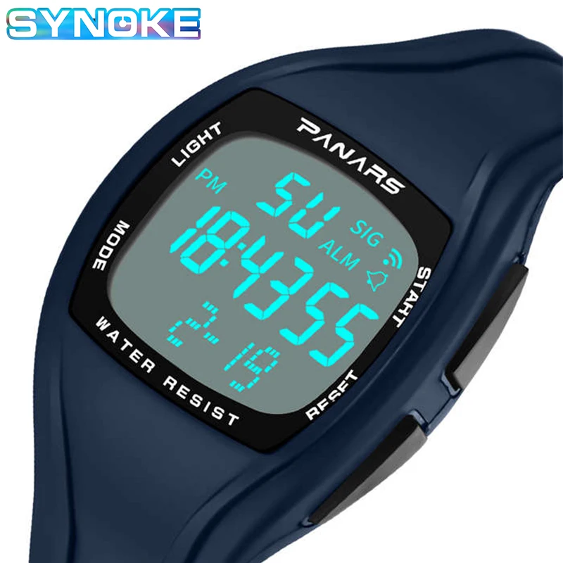 Мужские светодиодные цифровые часы SYNOKE водонепроницаемые спортивные с 5 барами и
