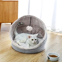 pet dog bed cave tent comfortable calming nest with ball foldable removable mat soft plush cat kitten bed matscama redonda perro