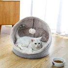 Удобная кровать для собак палатка-пещера удобное успокаивающее гнездо с шариком складной съемный коврик Мягкая Плюшевая кровать для кошек и котят Матрасы для собак
