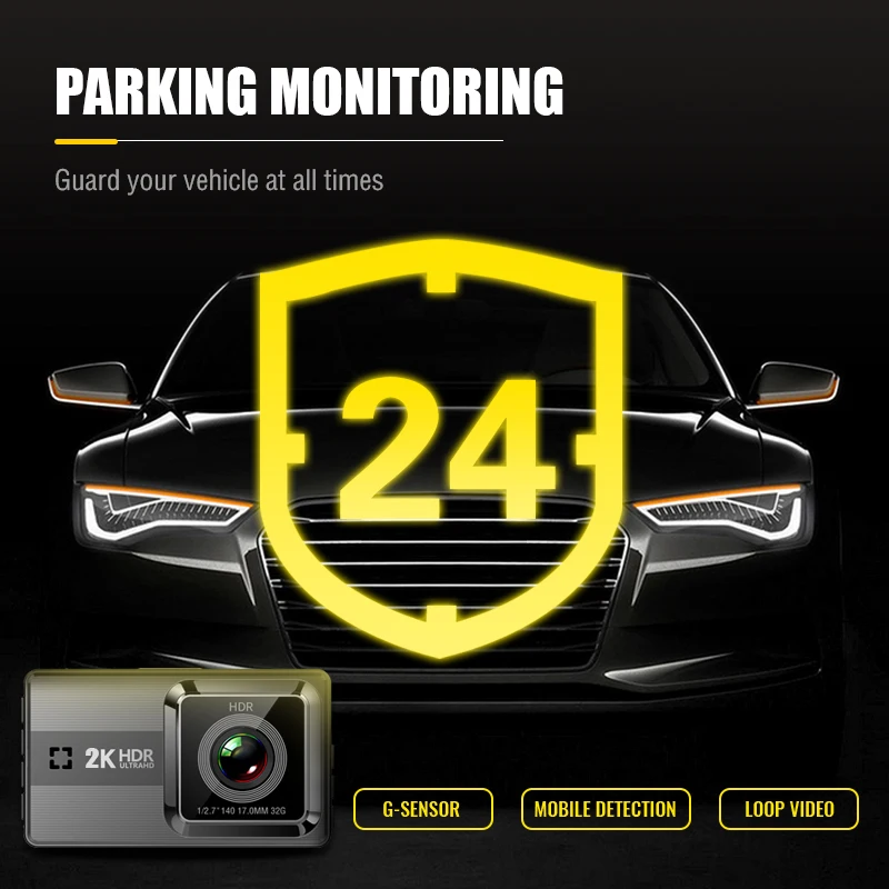 $51.88 Asawin A12 Dual Lens Dash Cam 2K FHD Car Dvr Driving Recorder 3 In IPS  170° Wide Angle, WDR, Double cameras Car Camera