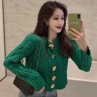woman sweaters retro short knitted cardigan autumn winter sweater coat womens top femme chandails pull hiver