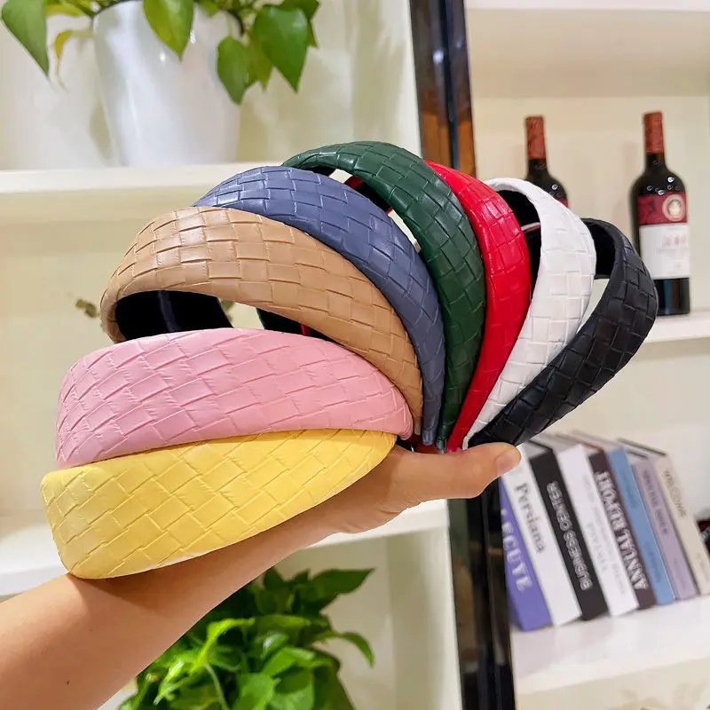 

Ободок однотонный из искусственной кожи Женский, модная простая повязка на голову с ободком, аксессуары для волос, 2021