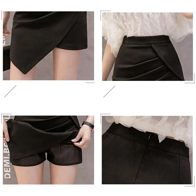 

Women Summer Harajuku Sexy Irregular High Waist Bandage Skirt Female Black pleated Mini Bodycon Short Skirt Slim Clubwear