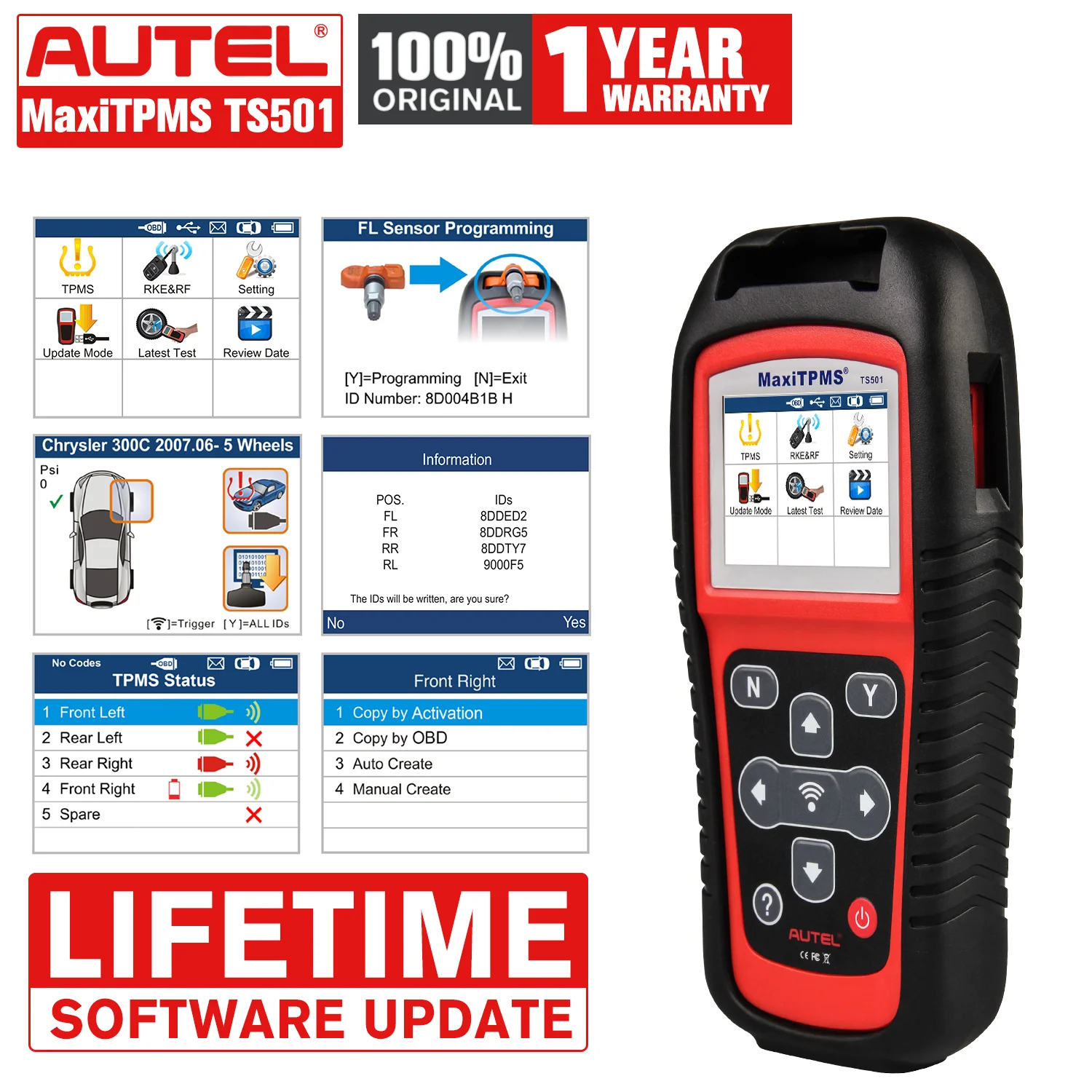 

Датчики давления в шинах Autel MaxiTPMS TS501 TPMS активируются и технические сканеры