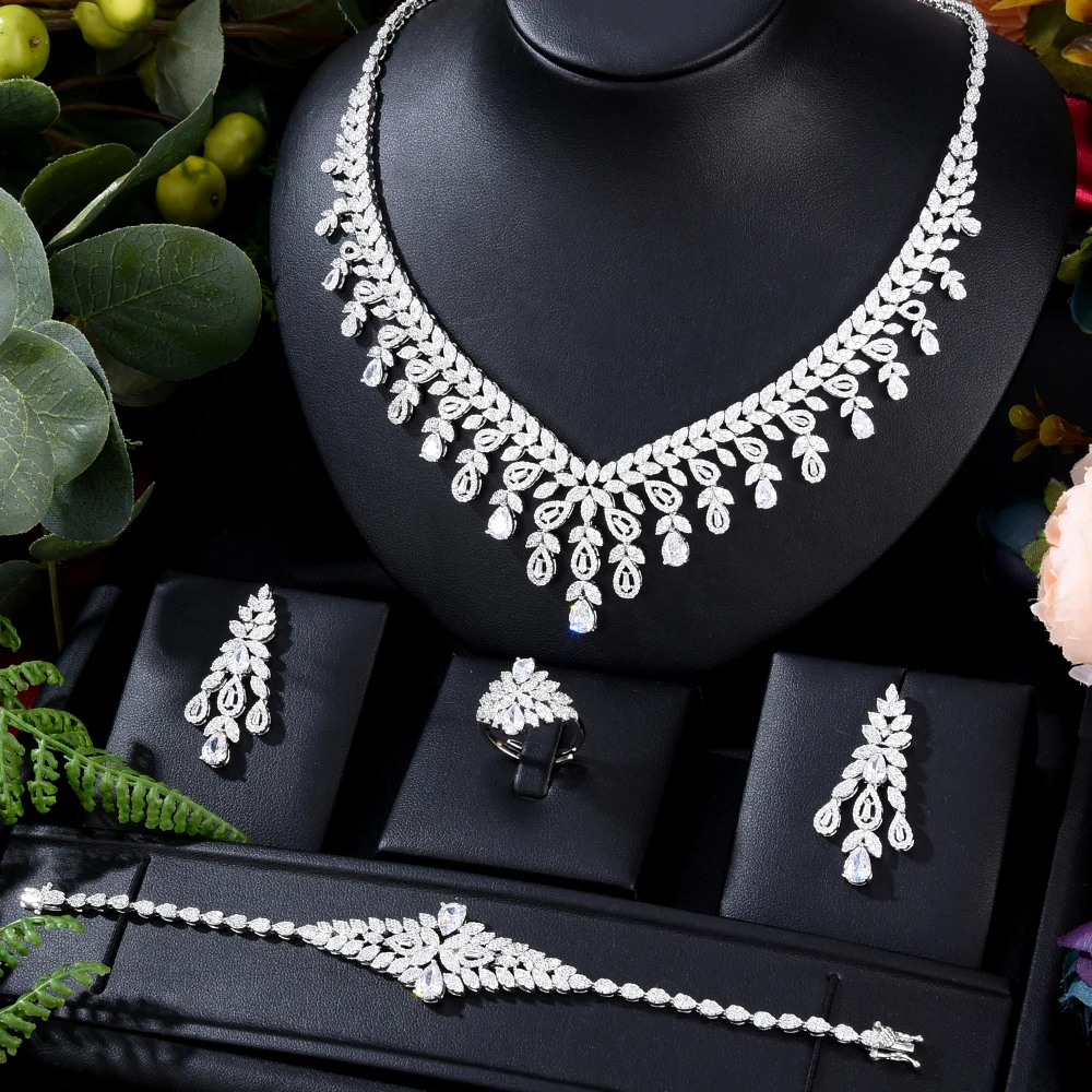 

GODKI New Tricolor 4pcs Crossover African Bridal Jewelry Sets For Women Wedding Party Indian Dubai Jewelry Addict