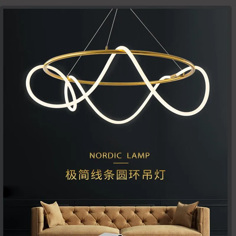 

LED Postmodern Golden White Designer Chandelier Lighting Lamparas De Techo Suspension Luminaire Lampen For Dinning Room