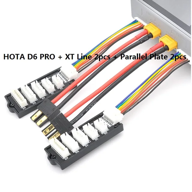 HOTA D6 Pro + 2x balancing boards + 2x XT60 to TRX cable