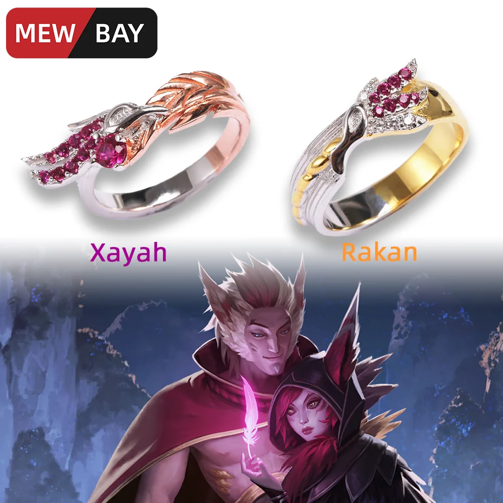 

LOL Xayah and Rakan Ring S925 Sterling Silver Couple Rings League of Game Peripherals Legends Lovers Men Women Girlfriend Gifts