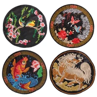 new fish lotus embroidered patches sew on for clothing diy applique stickers clothes sew badges chinese style big sticker