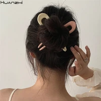 huanzhi 2020 new korean elegance vintage multicolor geometric u shaped acrylic fork hairpins headwear accessories for women