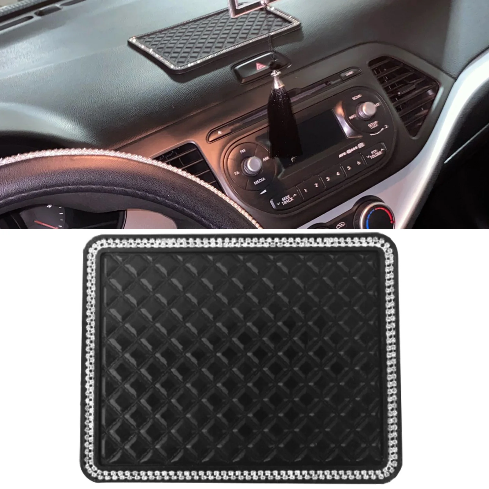 

18*14cm Anti Slip Mat Crystal Rhinestone Automobile Silicone Non-Slip Mat Pad Car Sticky for GPS Phone Car Interior Accessories