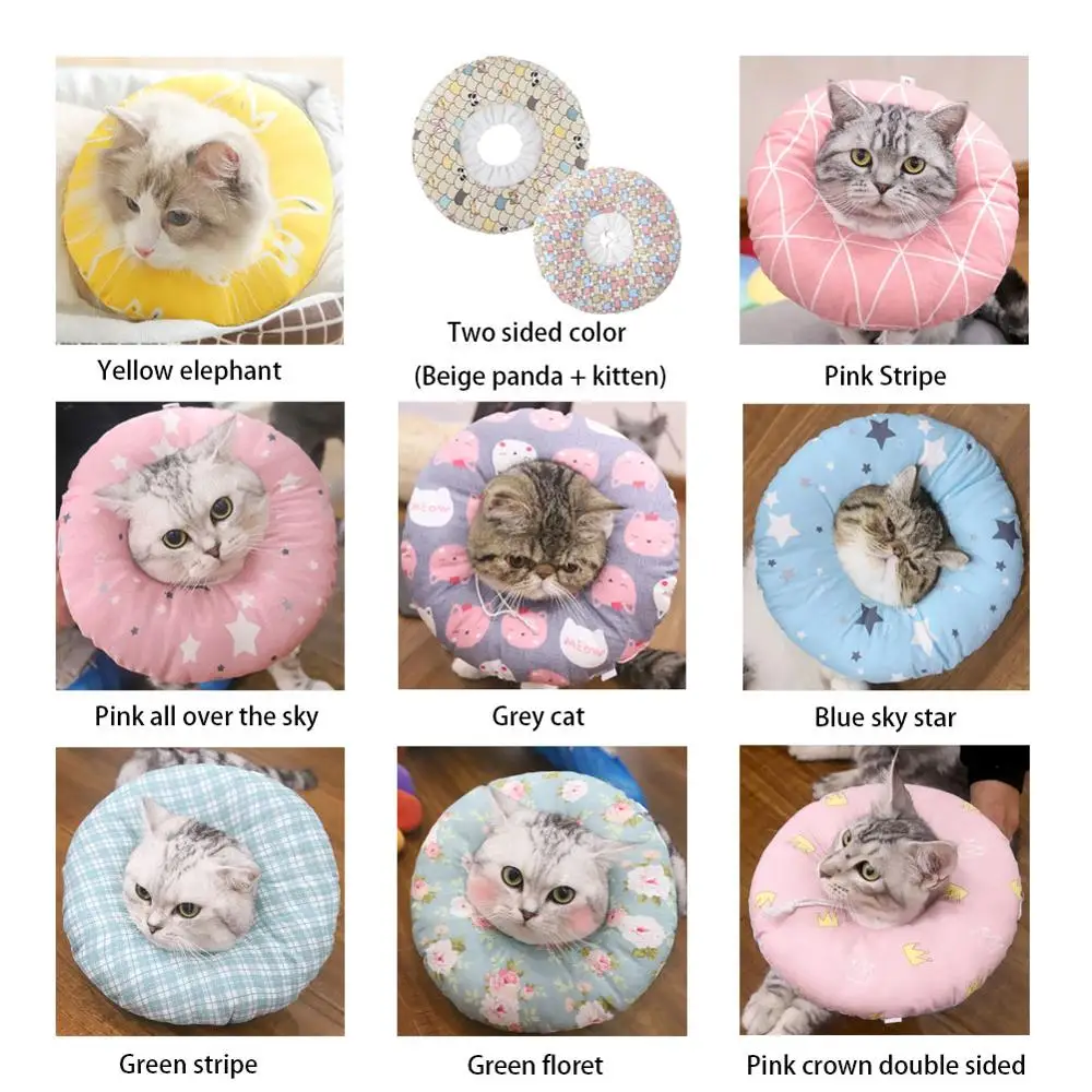 Distinctive Circle Cat Anti-bite Collar Anti-scratch Soft Headgear Dog Pet Sterilization Shame Cotton Ring Cover on - Оригинальный круглый котовый противокусательный ошейник противоцарапающий мягкий головной убор для собак и домашних животных для стерилиз