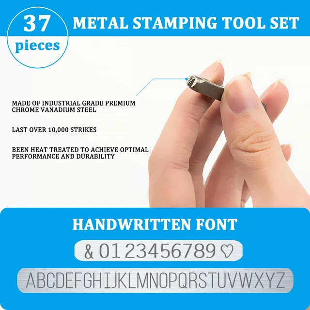 BESTNULE Number and Letter Stamp Set (A-Z, 0-9 and “&”, “Love” Symbol),  Industrial Grade Hardened Carbon Steel (1/8”, 3mm)
