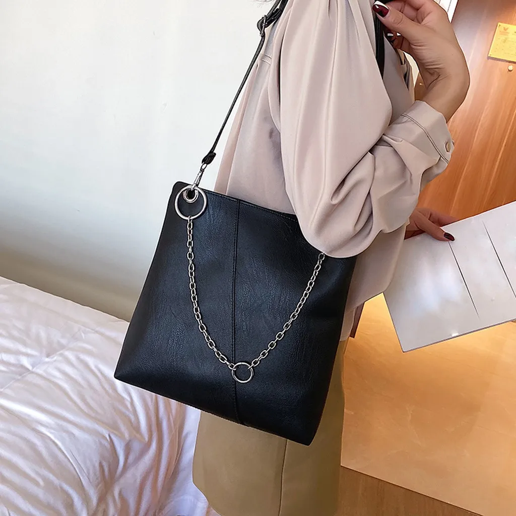 Сумка для покупок 2020 модная женская однотонная кожаная сумка на плечо большой