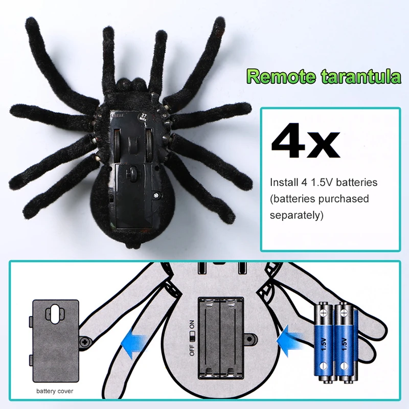 

Electronic pet Remote Control Spider RC Simulation Tarantula Toy Eyes Shine 4Ch Halloween RC Tricky Prank Scary Toy gift