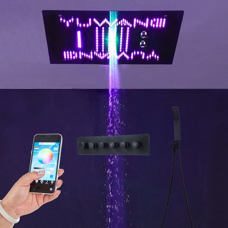 20 дюймовая насадка для душа Потолочная светодиодный массажный латунный