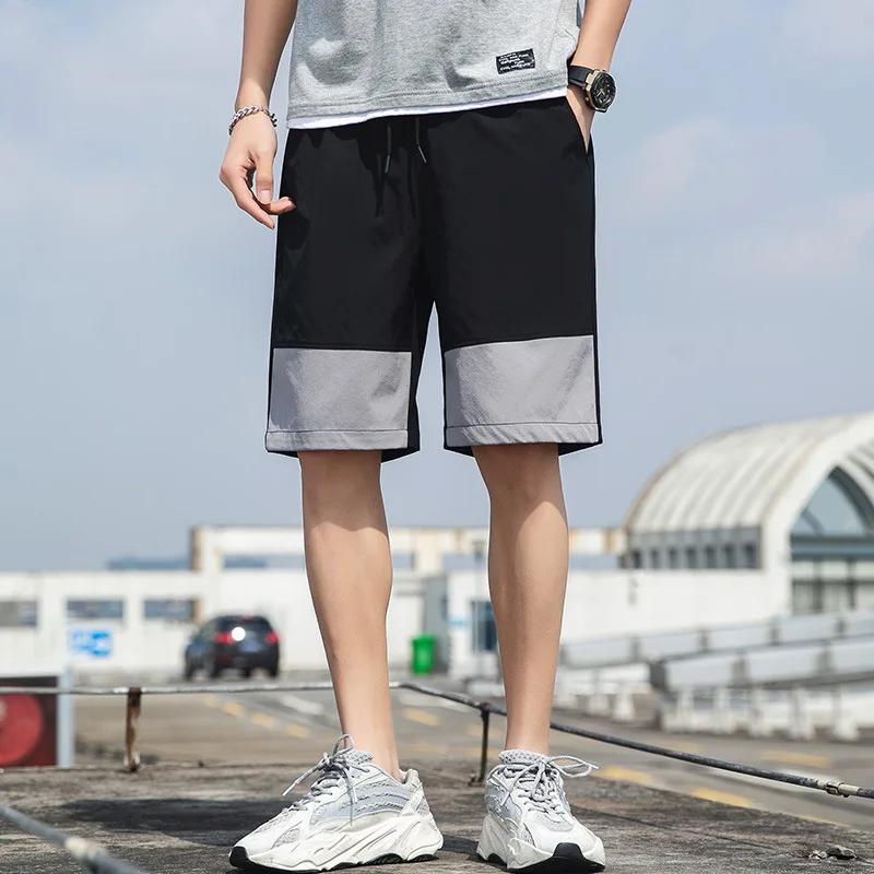 

Summer Men's Casual Patchwork Shorts Contrast Color Beach Pants Breathable Five-Point Pants Daily Male Loose Casual Shorts 5XL