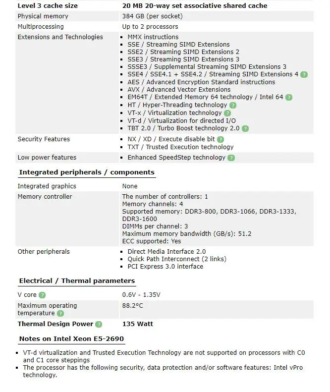 Ксеон восьми ядерный E5 2690 2 9 ГГц 8.0GT/s 20 МБ LGA2011 процессор Процессор 100% нормальной