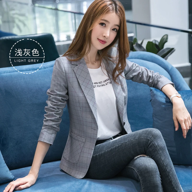 

Женская клетчатая куртка, Короткая Повседневная приталенная куртка с длинным рукавом, верхняя одежда в Европейском стиле, весна-осень 2021