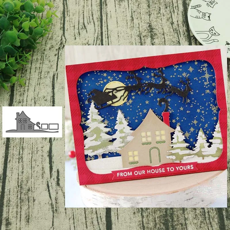 Металлические штампы для вырезания рождественский дом скрапбукинга бумаги