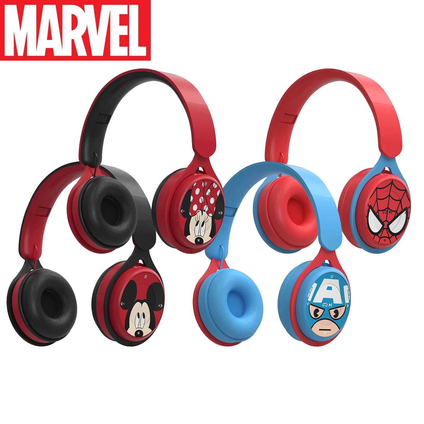 

Original Mickey Headphone 5.0 Stereo Headset Link Computer Spider-Man Captain Foldable Wireless Bluetooth Headset Support FM