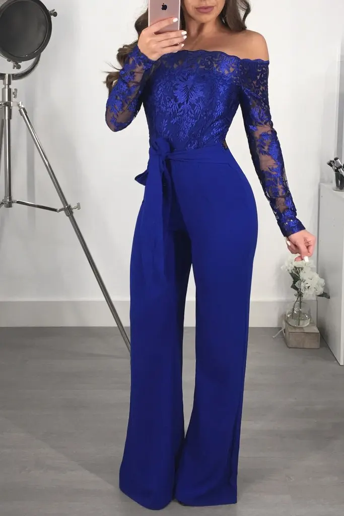 

Overalls For Women Summer 2020 Bodies Sexy Ladies Elegant Bodycon Plus Size Jumpsuits Rompers Jumpsuit Lace Sleeve Open Shoulder