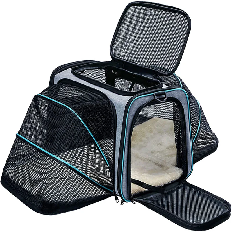 

Cat Dog Carrier - Airline Approved Expandable Soft-Sided Pet Bag with Removable Fleece Pad and Pockets