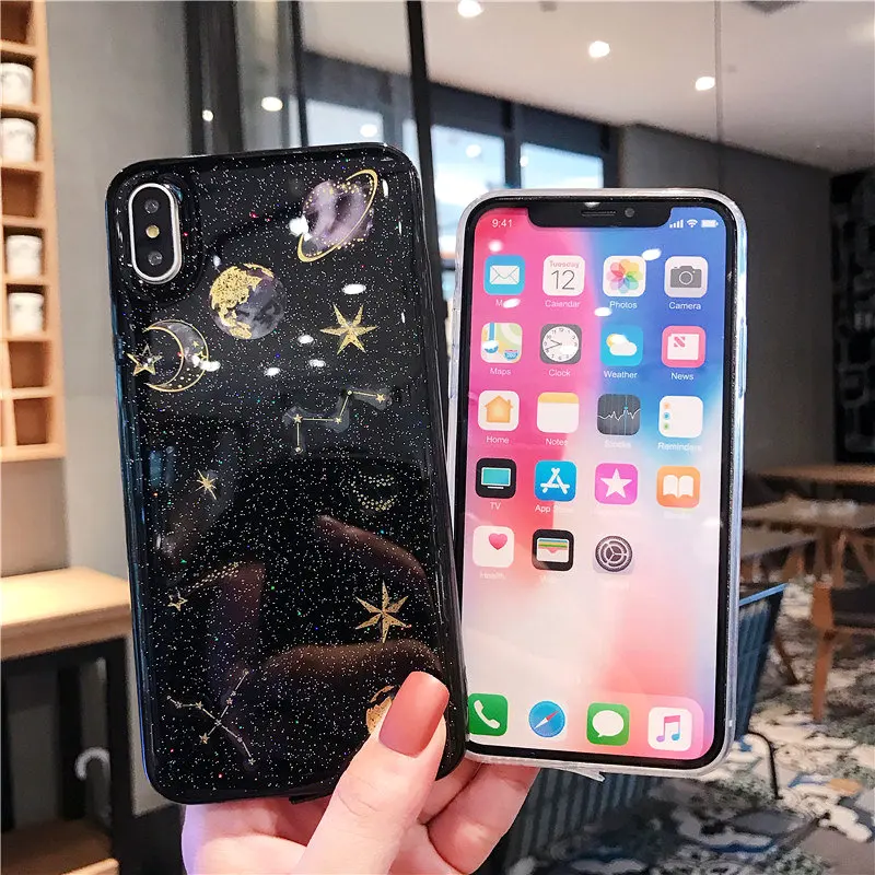 Блестящий Мягкий чехол с планетами и звездами для Xiaomi Mi A3 Redmi note 9 9s NOTE 10 7 7A 8A 8T 8 mi CC9