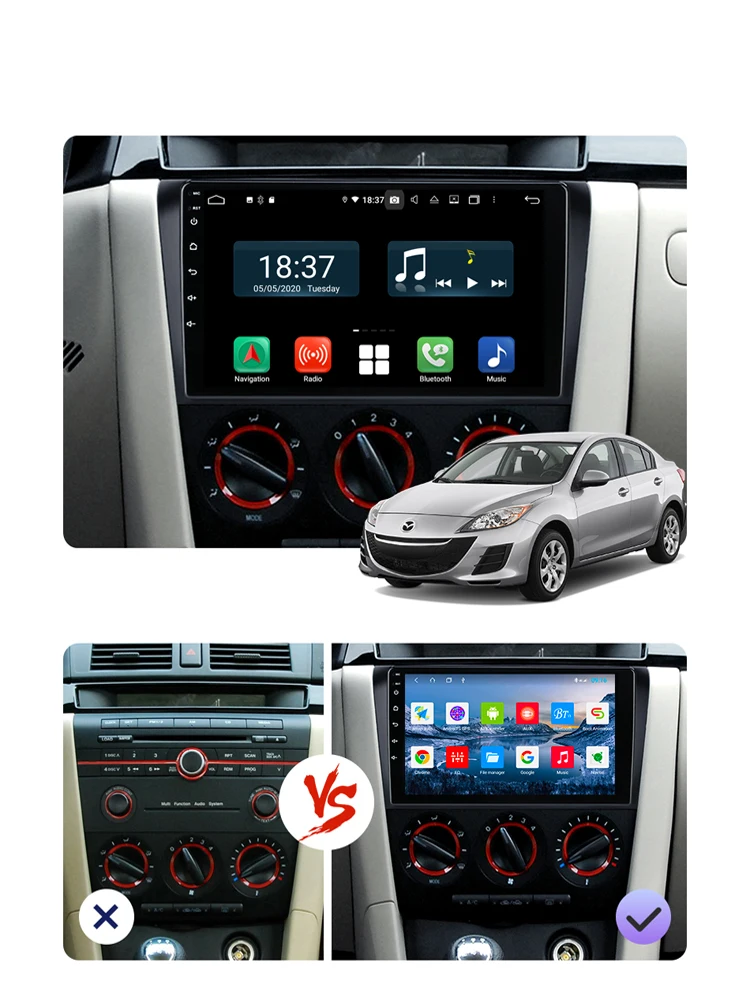 Автомобильный мультимедийный dvd плеер 9 дюймов 2 din android 10 для mazda 3 2004 2009 с