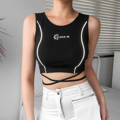 Женские летние модные повседневные топы на бретельках с буквенным принтом