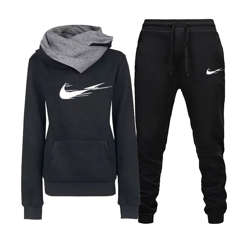 

Ladies Brand Sportswear Ladies Casual Fashion Hooded Two-piece Suit Ladies Clothing Fleece Hoodie and Pants Set