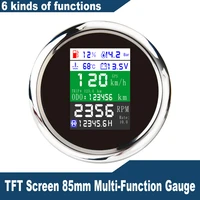 85mm gps speedometer tachometer 9 32v fuel level water temp oil pressure 010bar 6 in 1 multi functional digital gauge alarm