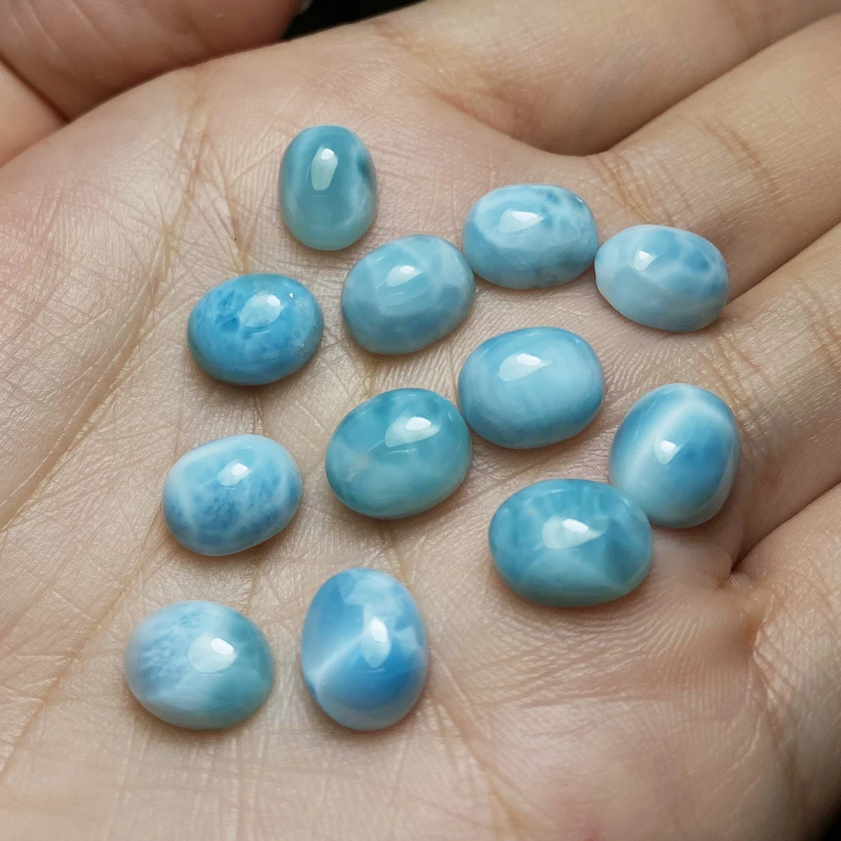 Selling Ocean Blue  8x10mm Oval Natural Larimar Loose