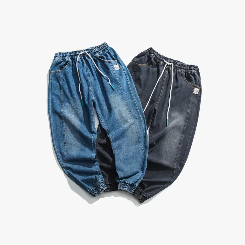 Мужские джинсы в Корейском стиле однотонные повседневные свободные японском