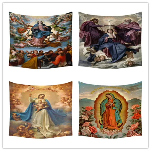 

De Guadalupe Christian Catholic Religious Mystic Coronation Of The Virgin Assumption Mary Wall Hanging Tapestry Bedroom Decor