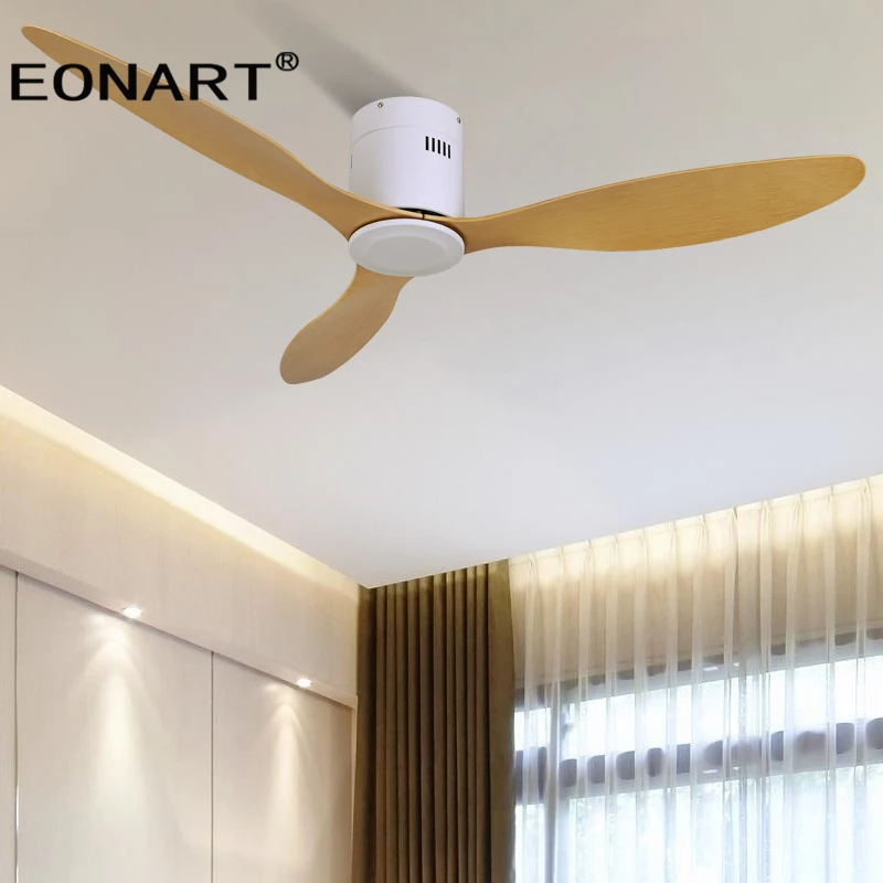 EONART Low Floor Decorative Led DC Ceiling Fan With Remote Control With Light Black ABS Ceiling Fans For Home Ventilador Techo