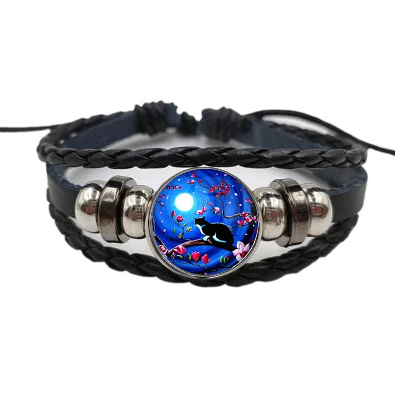 

Popular Models, Cute Moon Cat Series Glass Bracelets, Fashion Gift Bracelets, Private Gifts For Pet Lovers