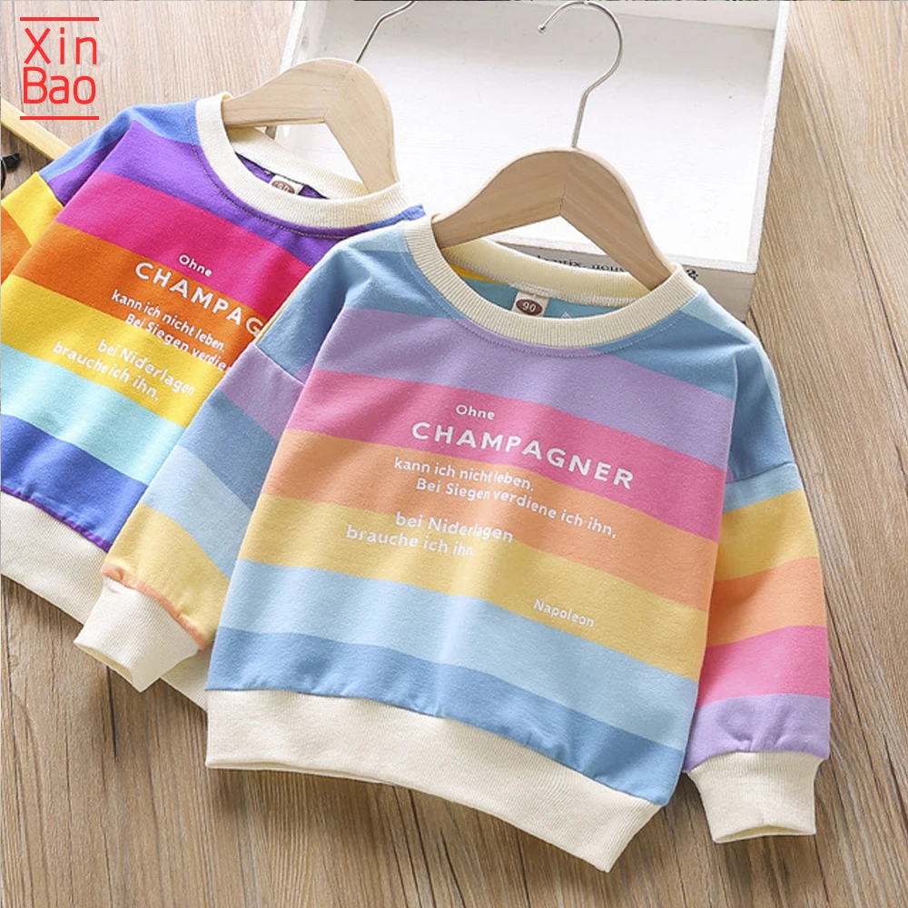 XINBAO 2020 радужные толстовки для девочек и мальчиков с длинным рукавом полосатый