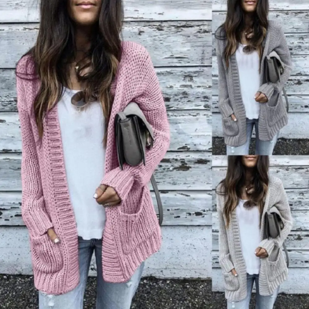 

Women Cardigans Solid Long Sleeve Loose Knittwear for Autumn Winter Female Thin Casual Knitted Cardigan Sweater Warm Jacket