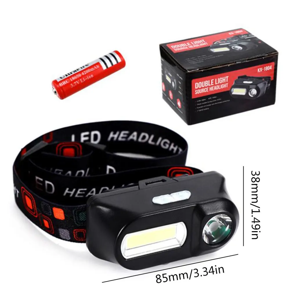 

Multifunctional USB Interface Charging Headlight COB Outdoor Emergency Headlight Torch 18650 Battery Fishing Light